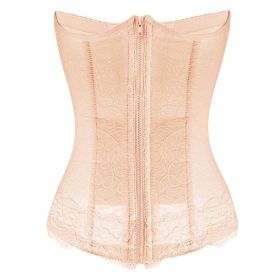 Women's Boned Lingerie Bridal Underbust Corset Top Low Back Waist Belt, Beige