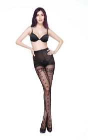 Blancho SE-2052 Bowknot Fashion Open Crotch Stockings - Black - Medium