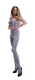 Blancho SE-120 Sexy Sheer Zebras Cami Body Stocking Stylish - White - Medium