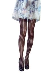 Blancho LZSA020-1 Sexy Black Sheer Striped Stocking