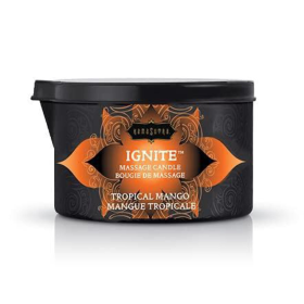 KAMA SUTRA Ignite Massage Candle with Coconut Oil and Soy Based Wax-Free Formula ‚Äì Tropical Mango Scented, 6 oz/170 g