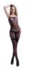 Blancho SE-114 Sexy Black Sheer Dots Lace Cami Body Stocking With Black Bow - Black - Medium