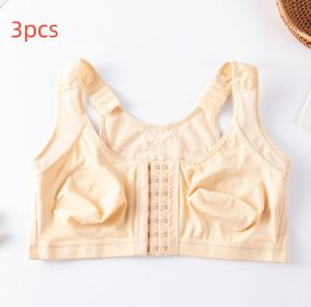 Foreign Trade Front Buckle Closed Sports Bra Plus Size (Option: Apricot-M-3PCS)