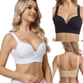 Back Button Up Bra With Wide White Straps (Option: Suit-L)