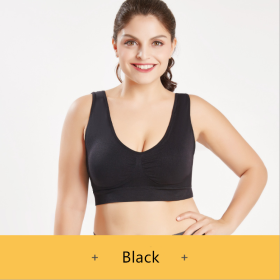 Sports Bra No Steel Ring Chest Wrap No Trace Female Underwear Beauty Yoga Back Shockproof (Option: Black-L)