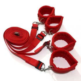 1 Set Of BDSMS Bed Restraints Kit; Wrist Leg Restraint System Hand & Ankle Cuff Bed Restraints Sex Bondage Position Support Sling Sex Play (Color: Red, Items: B)