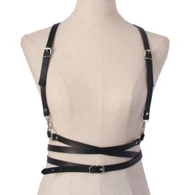 2022 Fashion Trend Women Men Gothic Handmade PU Leather Harness Belts Body Bondage Waist Straps Punk Rock Stylish Accessories (Color: N013-Black)