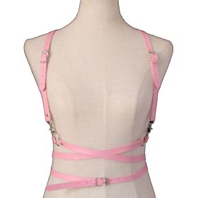 2022 Fashion Trend Women Men Gothic Handmade PU Leather Harness Belts Body Bondage Waist Straps Punk Rock Stylish Accessories (Color: N013-Pink)