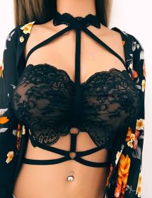 Fashion sexy lace underwear tops Europe and America wild bra women (Color: Black, size: M)