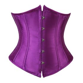 SEXY Gothic Underbust Corset and Waist cincher Bustiers Top Workout Shape Body Belt Plus size Lingerie S-6XL (Color: Purple, size: XL)