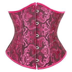 SEXY Gothic Underbust Corset and Waist cincher Bustiers Top Workout Shape Body Belt Plus size Lingerie S-6XL (Color: BlackRose, size: 5XL)