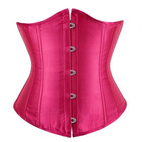 SEXY Gothic Underbust Corset and Waist cincher Bustiers Top Workout Shape Body Belt Plus size Lingerie S-6XL (Color: Rose, size: M)