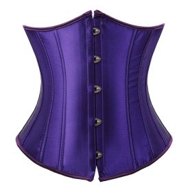 SEXY Gothic Underbust Corset and Waist cincher Bustiers Top Workout Shape Body Belt Plus size Lingerie S-6XL (Color: 7055Deep Purple, size: 6XL)