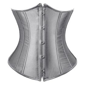 SEXY Gothic Underbust Corset and Waist cincher Bustiers Top Workout Shape Body Belt Plus size Lingerie S-6XL (Color: Gray, size: XXL)