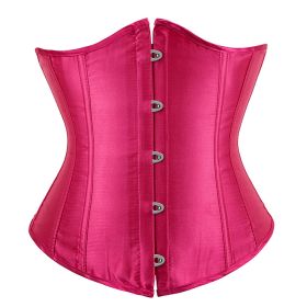 SEXY Gothic Underbust Corset and Waist cincher Bustiers Top Workout Shape Body Belt Plus size Lingerie S-6XL (Color: Rose, size: 5XL)