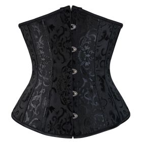 SEXY Gothic Underbust Corset and Waist cincher Bustiers Top Workout Shape Body Belt Plus size Lingerie S-6XL (Color: 9427black, size: XXXL)