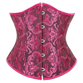 SEXY Gothic Underbust Corset and Waist cincher Bustiers Top Workout Shape Body Belt Plus size Lingerie S-6XL (Color: BlackRose, size: XL)