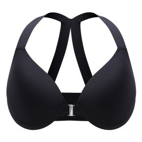 Plus Size Front Closure Bras For Women; Comfortable T-Shirt Bra; Sexy Racer Back Design; Ultra Soft And Lightweight; Women's Lingerie; Underwire (Color: Black, size: 38DD(85E))