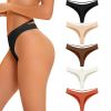 Women's Underwear Seamless Thongs, 5 Pack No Show Thong