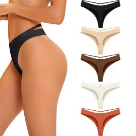 Women's Underwear Seamless Thongs, 5 Pack No Show Thong (Color: 5PCS, size: M)