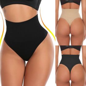 High Waist Tummy Tightening Thong (Color: Black, size: XL)