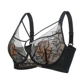 Plus Size Madam Bras Lace Sheer Unpadds Bra See Through Sexy Lingerie Underwear (Color: Black, size: 42/95)