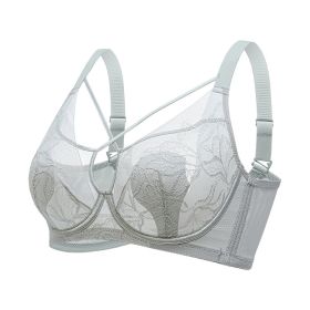 Plus Size Madam Bras Lace Sheer Unpadds Bra See Through Sexy Lingerie Underwear (Color: Silver, size: 36/80)