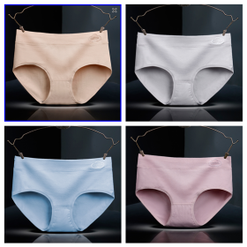 Ladies Mid-rise Cotton Graphene Antibacterial Panties (Option: 4Color Set-XXL)