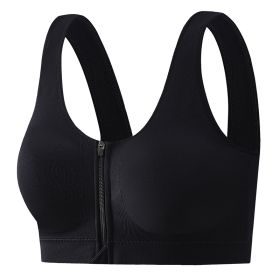 Front Zipper Sports Bra Shockproof High Strength Beauty Back (Option: Black-M-1PCS)