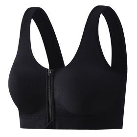 Front Zipper Sports Bra Shockproof High Strength Beauty Back (Option: Black-1XL-1PCS)